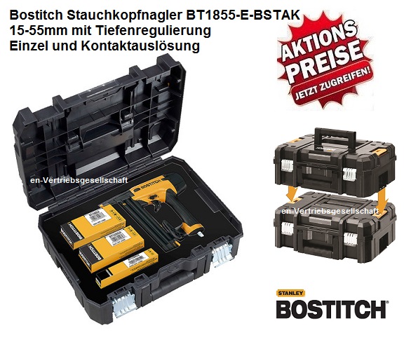 Bostitch BT1855-E 15-55mm Nagler Stiftnagler für Stauchkopf Nägel Prebena J BR-0 
