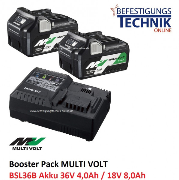 Hikoki Hitachi Booster Pack Multi Volt UC18YSL3WFZ 2 batteries BSL36B 36V/4,0Ah Battery Charger UC18YSL3
