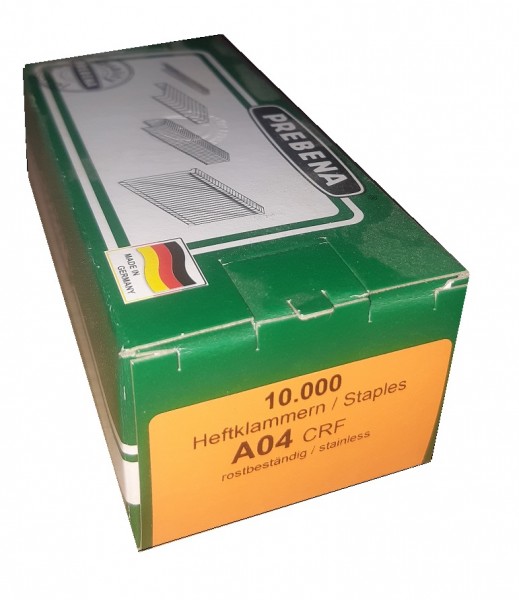Prebena A04CRF A 80/04mm A2 inox Agrafes en acier inoxydable Agrafes KL-01 20M
