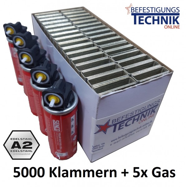 5000 Klammern 38mm rostfrei + 5x Gas für SENCO Gas Klammergerät GT40i-M KL-19.1 n.l.