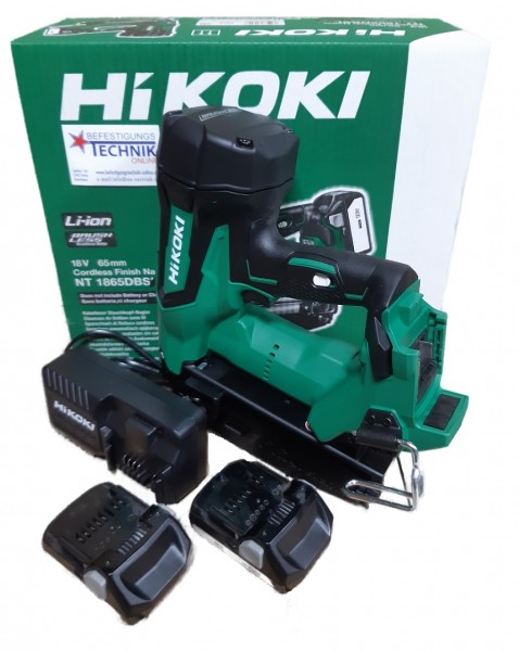 HiKoki rechargeable nailer NT1865 DBSL 25-65mm 18V 2x3,0Ah f. upsetting head pins Prebena N Makita DBN600Z BR-0