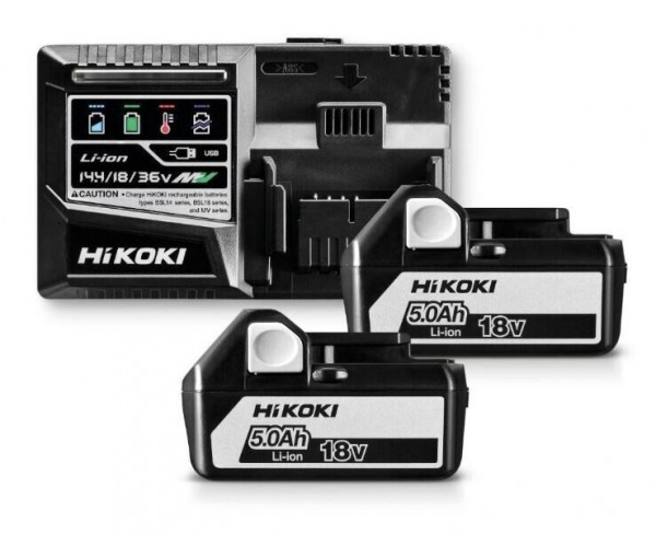 HIKOKI BOOSTER PACK 2x BSL1850 18, 36 Volt 5,0 Ah + chargeur UC18YFSL MultiVolt
