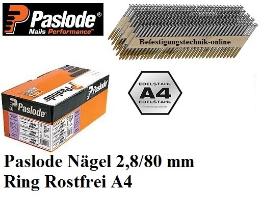 1550 Streifennägel 34° 2,8x80mm Ring rostfrei A4 papier für Nagler Paslode Senco Tjep Haubold