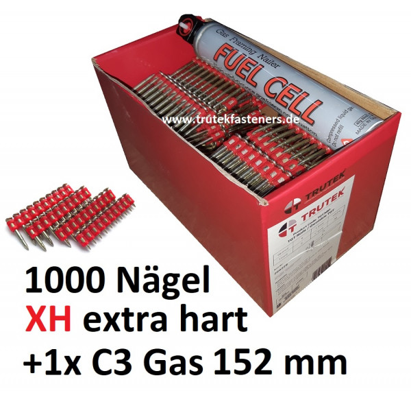 Betonnägel 3,0x38mm XH + Gas für Powers C3 Spit Pulsa 1000 Würth Diga CS1 HFB