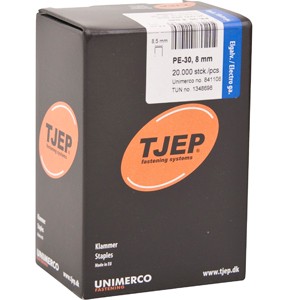 Agrafes Tjep PE-30 8mm galvanisées pour agrafeuse TJEP PE 30/16 Paslode 1000 S30 KL-22.1 20M