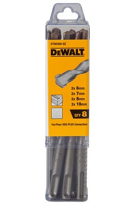 DeWalt hammer drill bit set SDS-plus masonry drill bit 8 pcs. DT60300 2x Ø 6/7/8/10x160 mm each