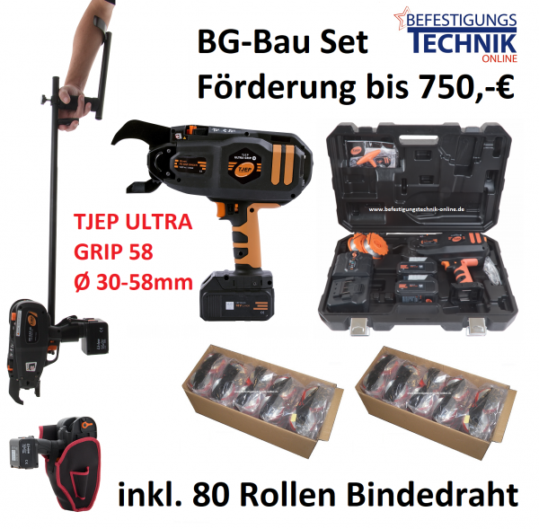 Tjep Ultra Grip 58 Drahtbindemaschine BG Bau Set + Verlängerung + 80x Bindedraht